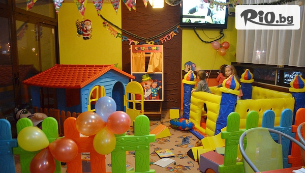 Наемане за 2 часа на детска зала, оборудвана със светлини, музика и играчки за всяка възраст, от Парти-клуб Слънчо