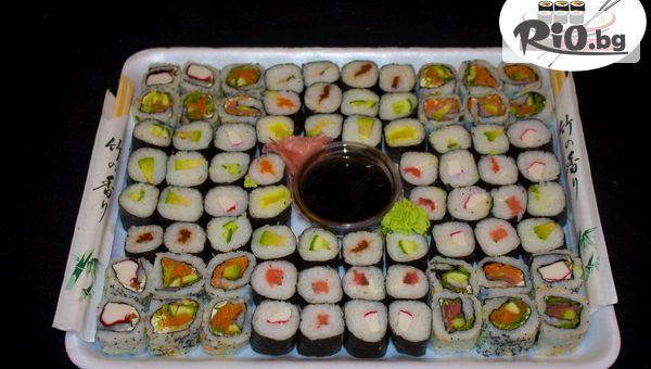 Суши сет от 66, 76 или 100 различни видове хапки с доставка за вкъщи, от Суши Маркет