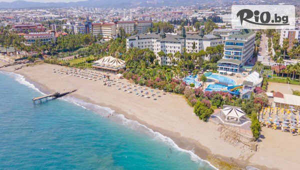 Самолетна 5-звездна почивка в Алания! 7 Ultra All Inclusive нощувки + басейни и 3 водни пързалки в MC Beach Park Resort 5*, с полет от София