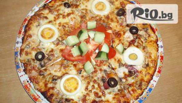Жик Так! Огромна вкусна пица от пицария БЪНДИ + бисквитена торта само за 4,70 лв.