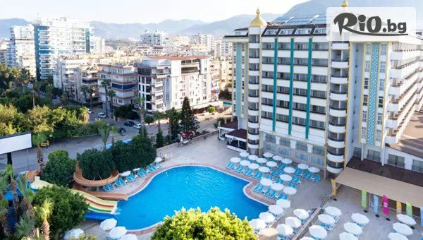 Самолетна почивка в Prestige Alanya 5*, Алания! През Юли и Август - 7 All Inclusive нощувки + открит басейн, СПА и 3 водни пързалки, с полет от София