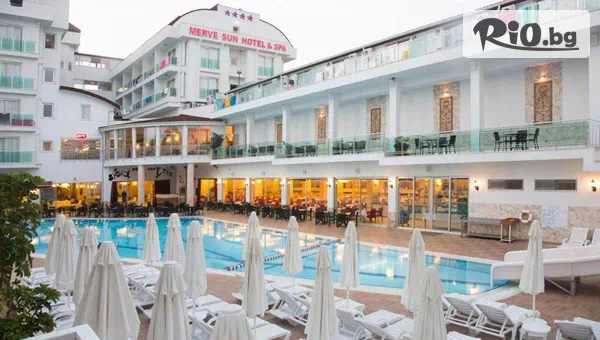 Last Minute Самолетна 4-звездна почивка в Merve Sun Hotel & Spa 4*, Сиде! 7 All Inclusive нощувки + открит басейн и водна пързалка, с полет от София през Август