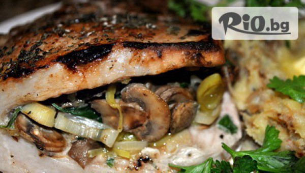 Механа Ловно Рибарски спомени с 3-степенно меню и жива музика! Салата /400 гр/ , основно с гарнитура /400 гр/ и десерт /150 гр/ - за 7.78лв.