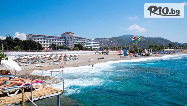 Самолетна бюджетна почивка във First Class Hotel 5*, Алания на първа линия! 7 All Inclusive нощувки + басейни, АкваПарк, шезлонги, чадъри и полет от София през Май и Юни