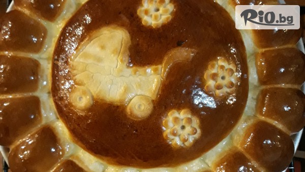 1 или 2 кг сладка или солена погача (по избор) с орнаменти и надпис за прощъпулник или кръщене, от Работилница за вкусотии Рави