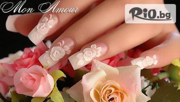 Изящен маникюр! Ноктопластика с изграждане с гел + 4 декорации за 18,90 лв. от салон Mom Amour!