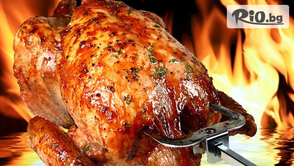 За вкъщи! Голямо печено пиле на грил + порция пържени картофки и чеснов сос за вкъщи, от Грил и скара Коко