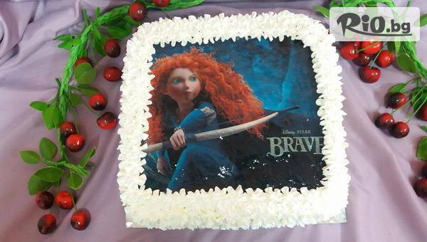 Плодова торта със снимка по избор, 18-20 парчета - пухкав ванилов крем, бели блатове, плодове по избор от череши, боровинки, ягоди или микс, от Сладкарница Черешка